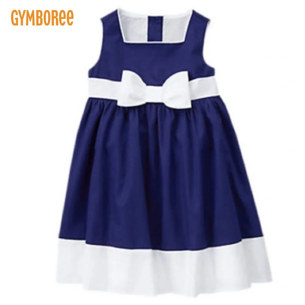 Dressed up by Gymboree Navy and White Kids Dress with Bow
